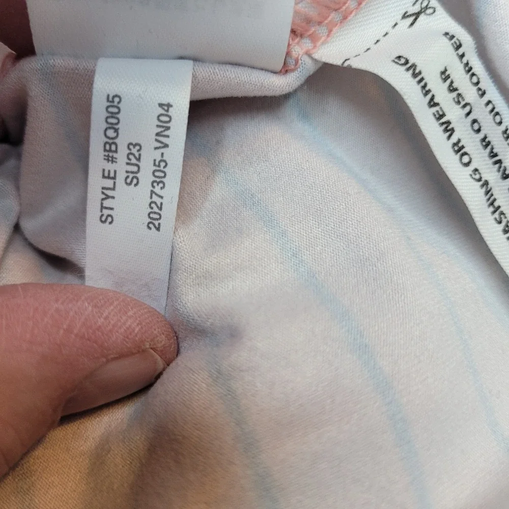 J.Crew Performance Polo Mens Medium Pink Blue Striped Excellent BQ005 Stretch